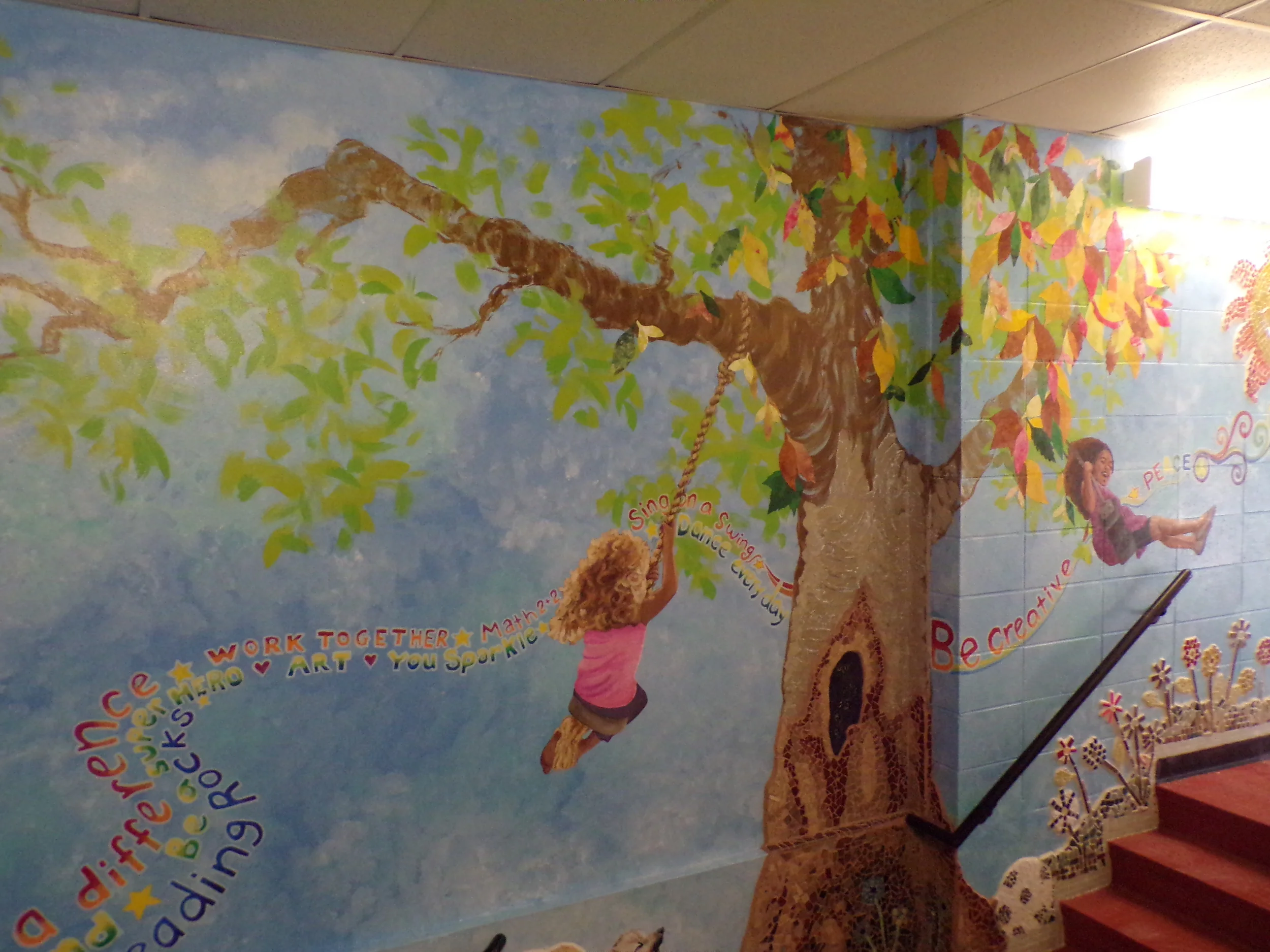 Community Painting Day Sauk Trail Elementary School Mural 