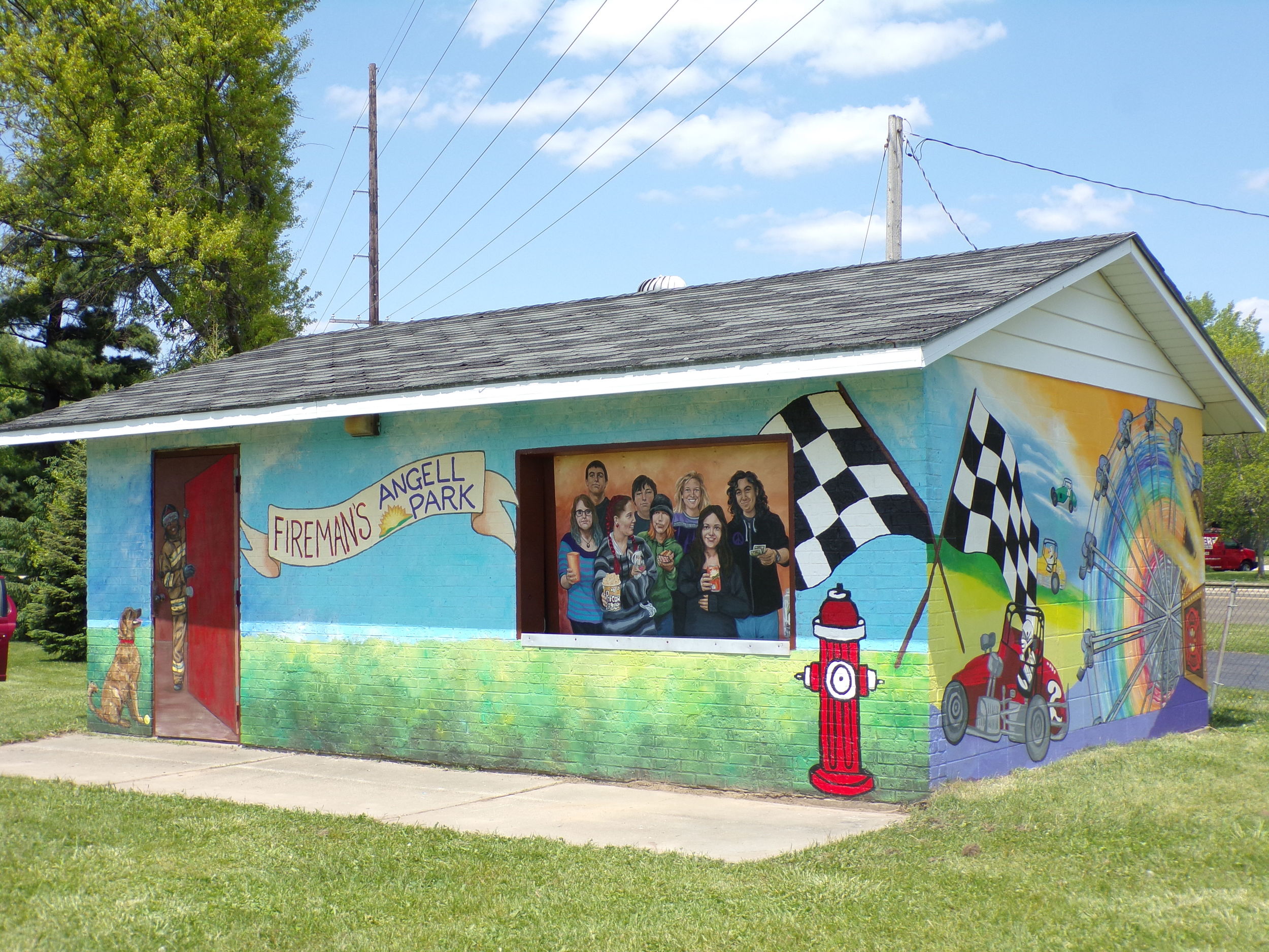 Mural at the concession stand, Sun Prairie Firemen's Angell Park, Sun Prairie