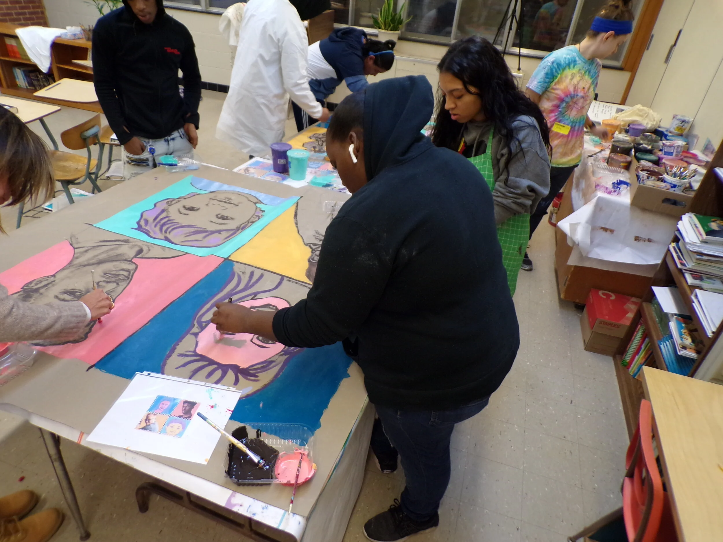 Painting with the LaFollotte High school students