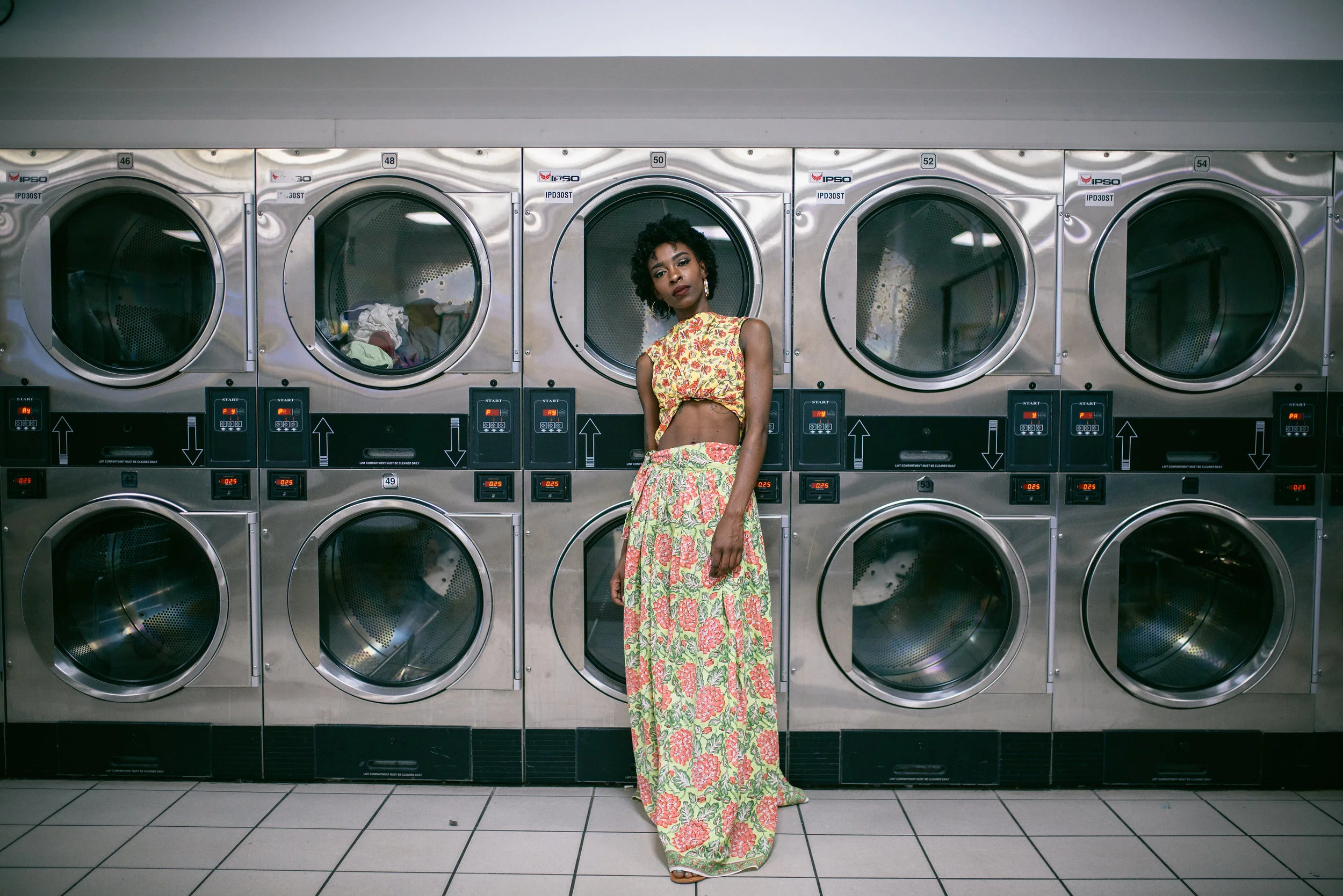 Lifestyle Laundromat Shoot with Pink Curls N Heels