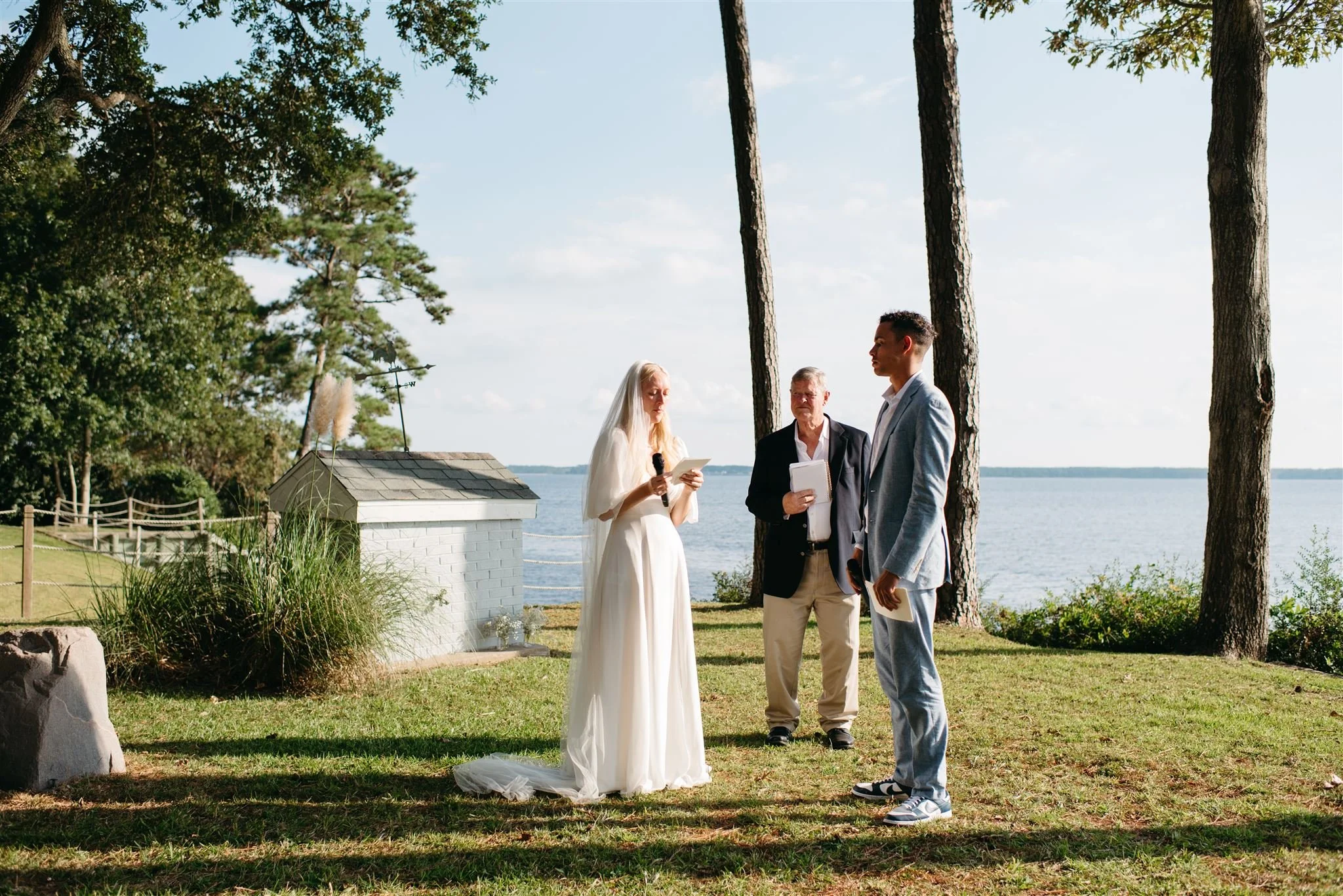 Intimate, Coastal Neuse River Backyard Wedding in New Bern with Whinter &amp; David