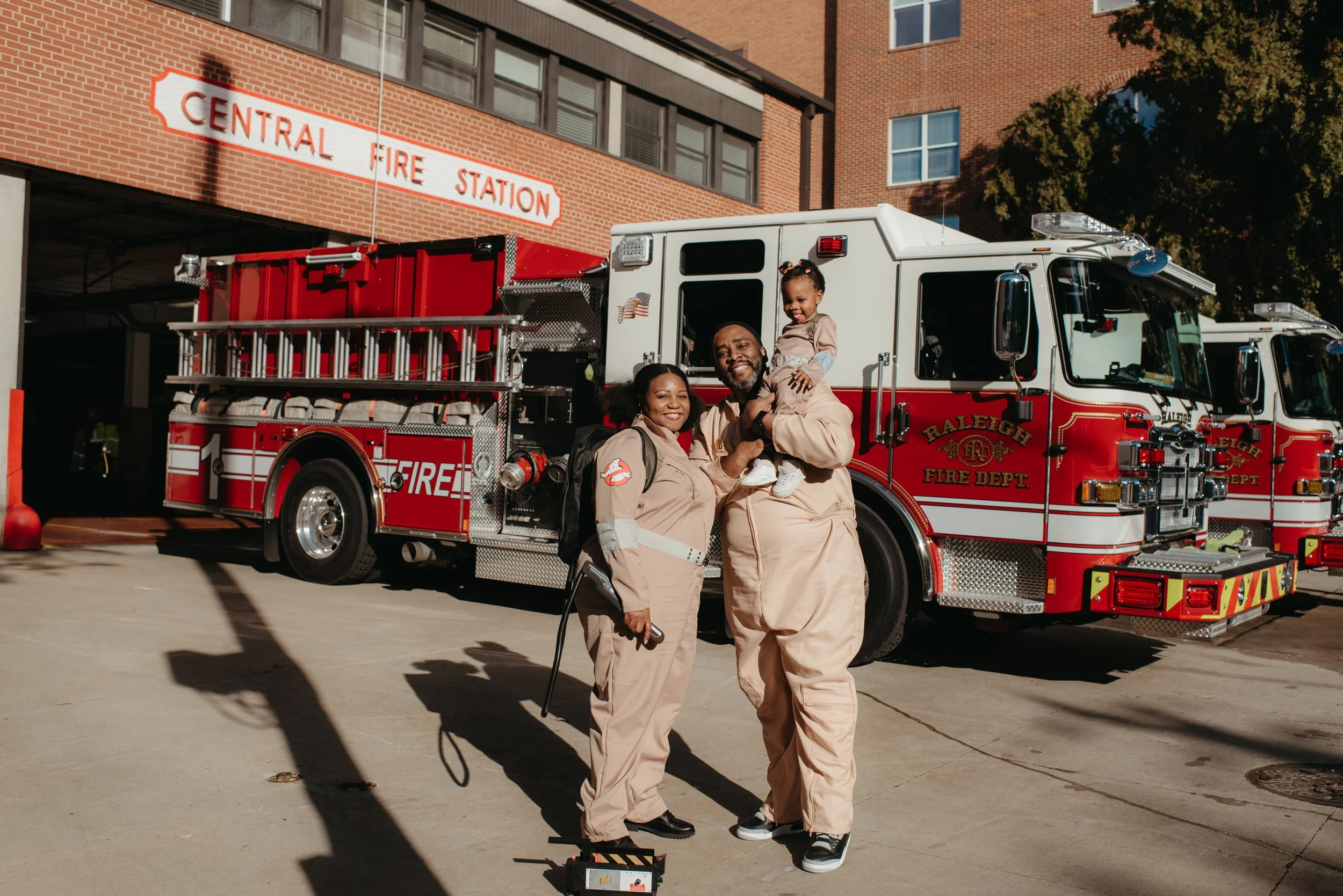 Halloween Spirit Ghostbusters Family Session in Downtown Raleigh