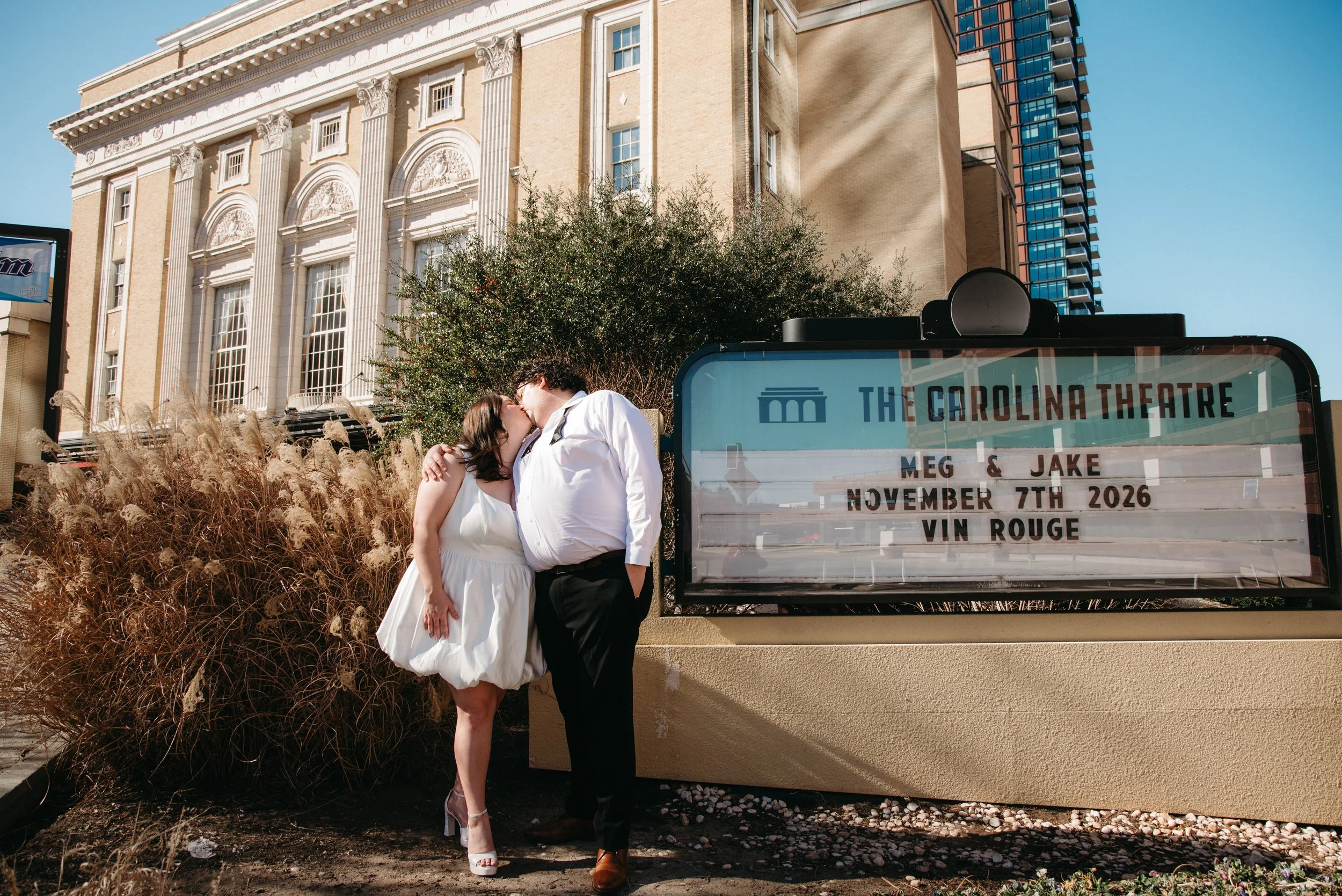 Cinematic, Star-Studded Engagement at The Carolina Theatre with Meg &amp; Jake