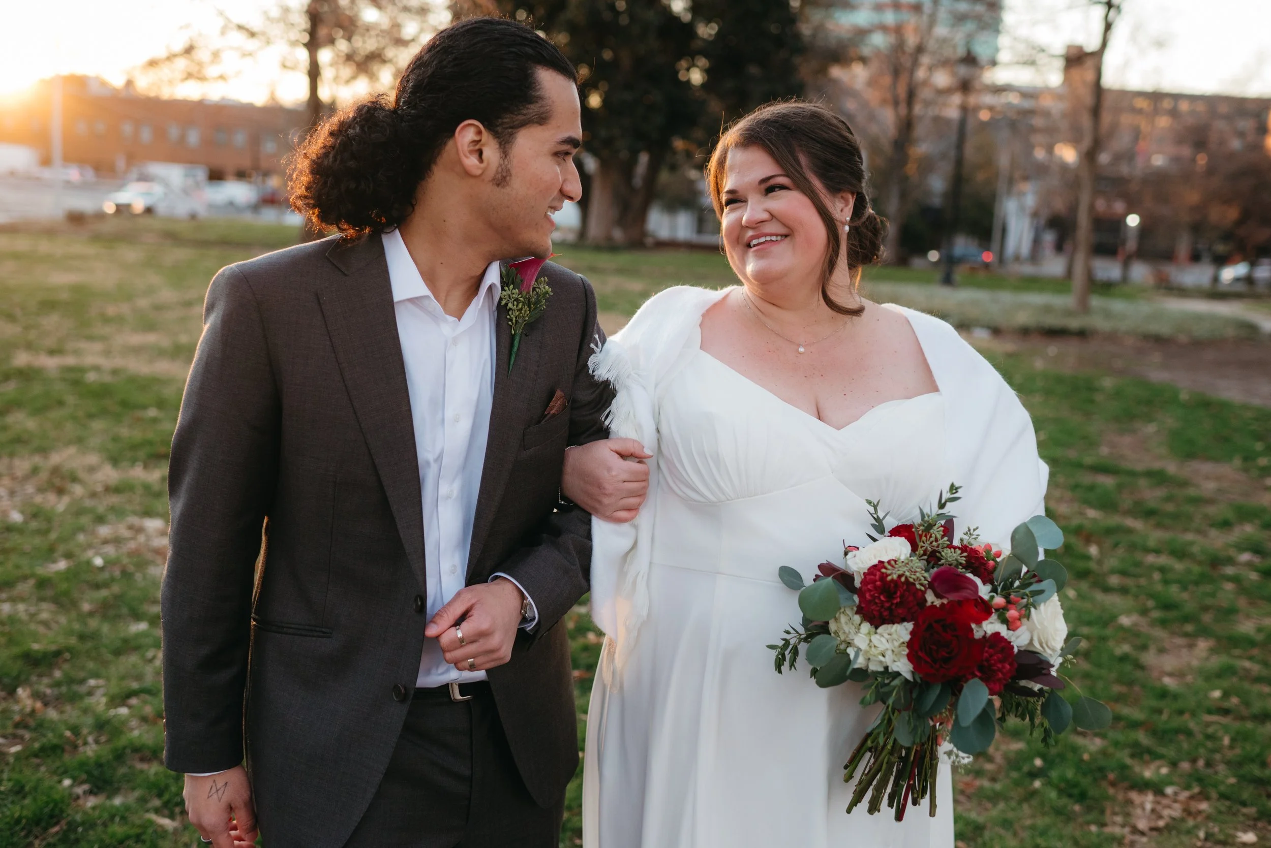 Golden Hour, Winter Civil Ceremony in Raleigh with Lauren &amp; Sumit