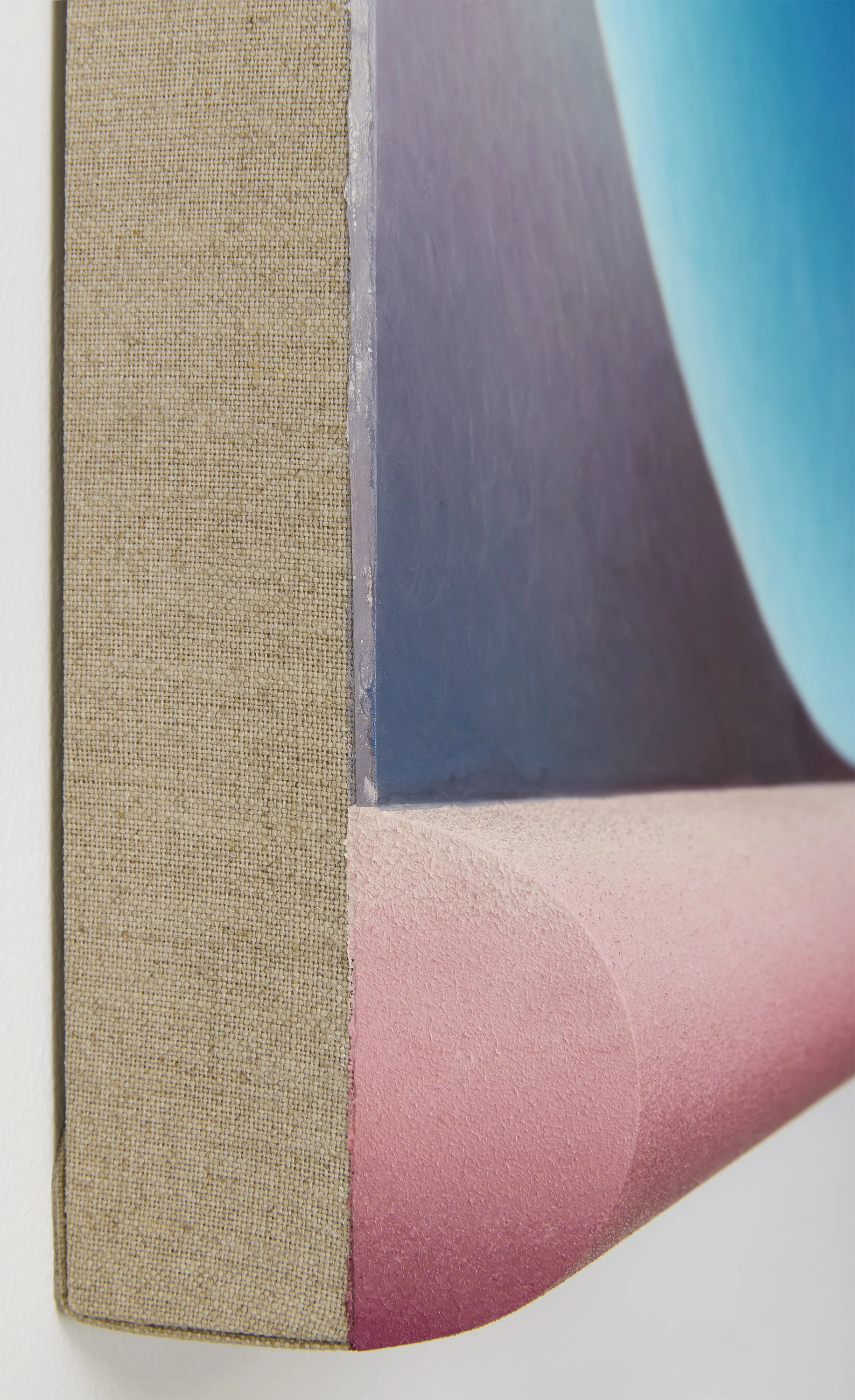 “Blue eye” or “Teal and blue brain with pink bar” oil, acrylic medium, and high-density foam on linen over aluminum e-panel 48” x 36” x 3.5”