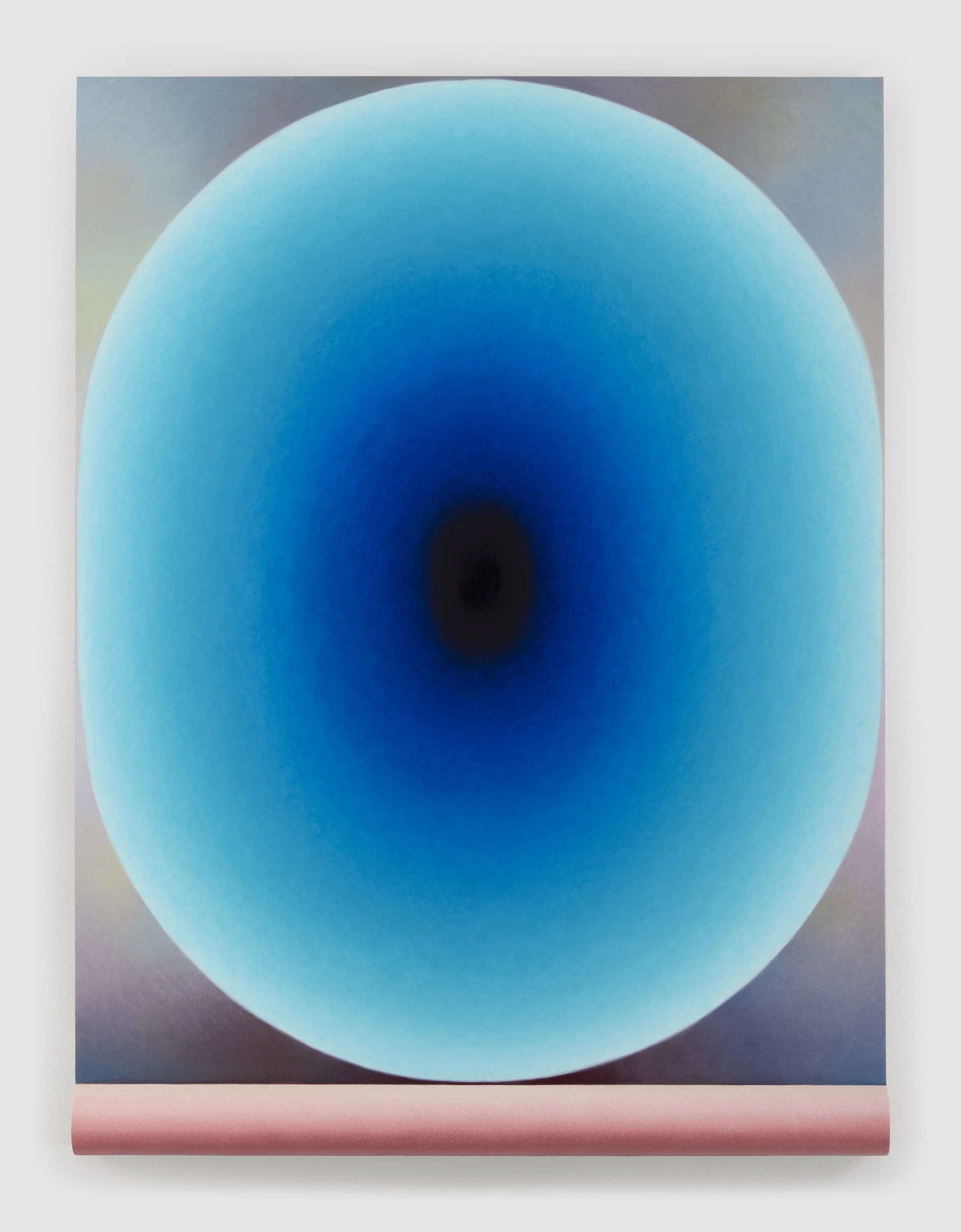 “Blue eye” or “Teal and blue brain with pink bar” oil, acrylic medium, and high-density foam on linen over aluminum e-panel 48” x 36” x 3.5”