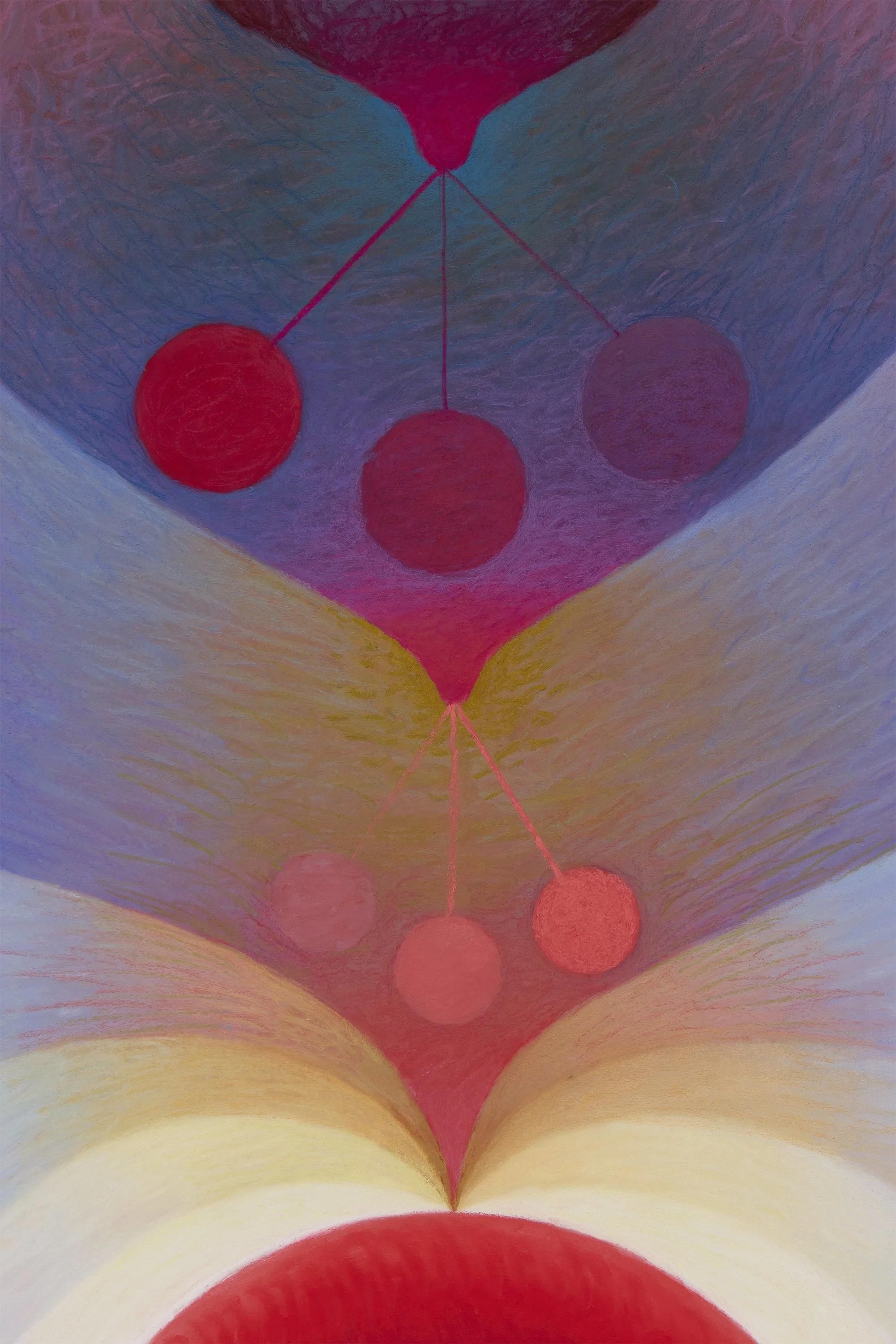 The pit and the pendulum in red August 29, 2025 soft pastel on paper 32” x 24”