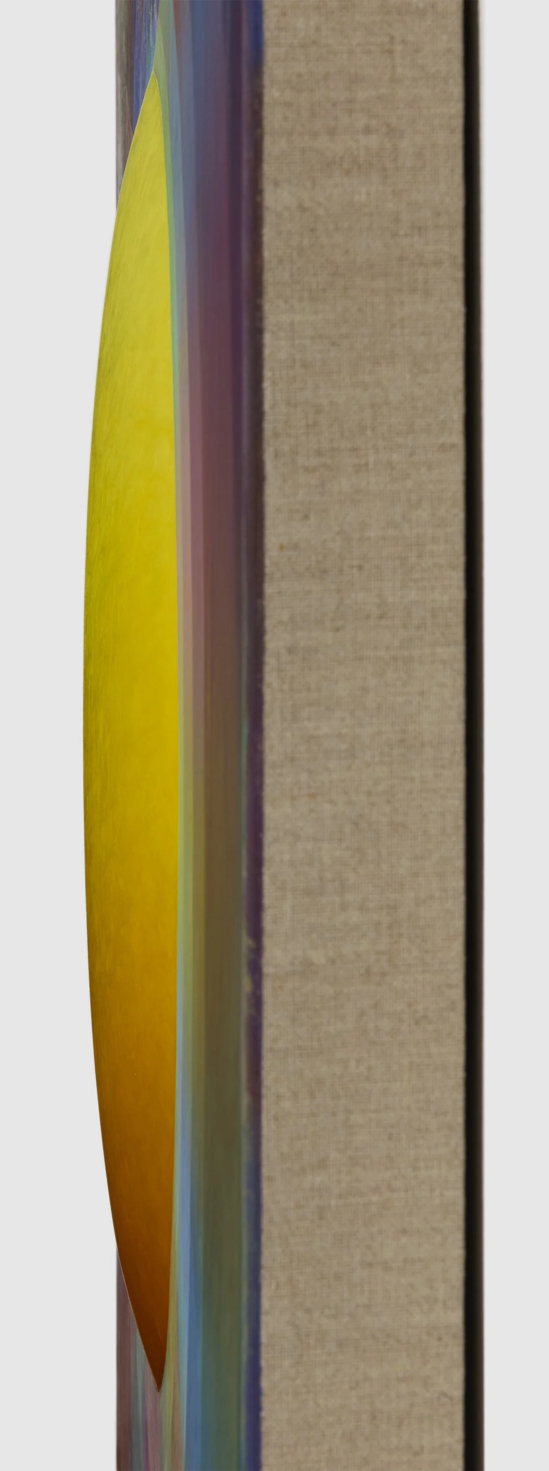    Overview Effect in yellow with small yellow mandorla    oil, acrylic medium, and high-density foam on linen over panel  72” x 54” x 2.5” 