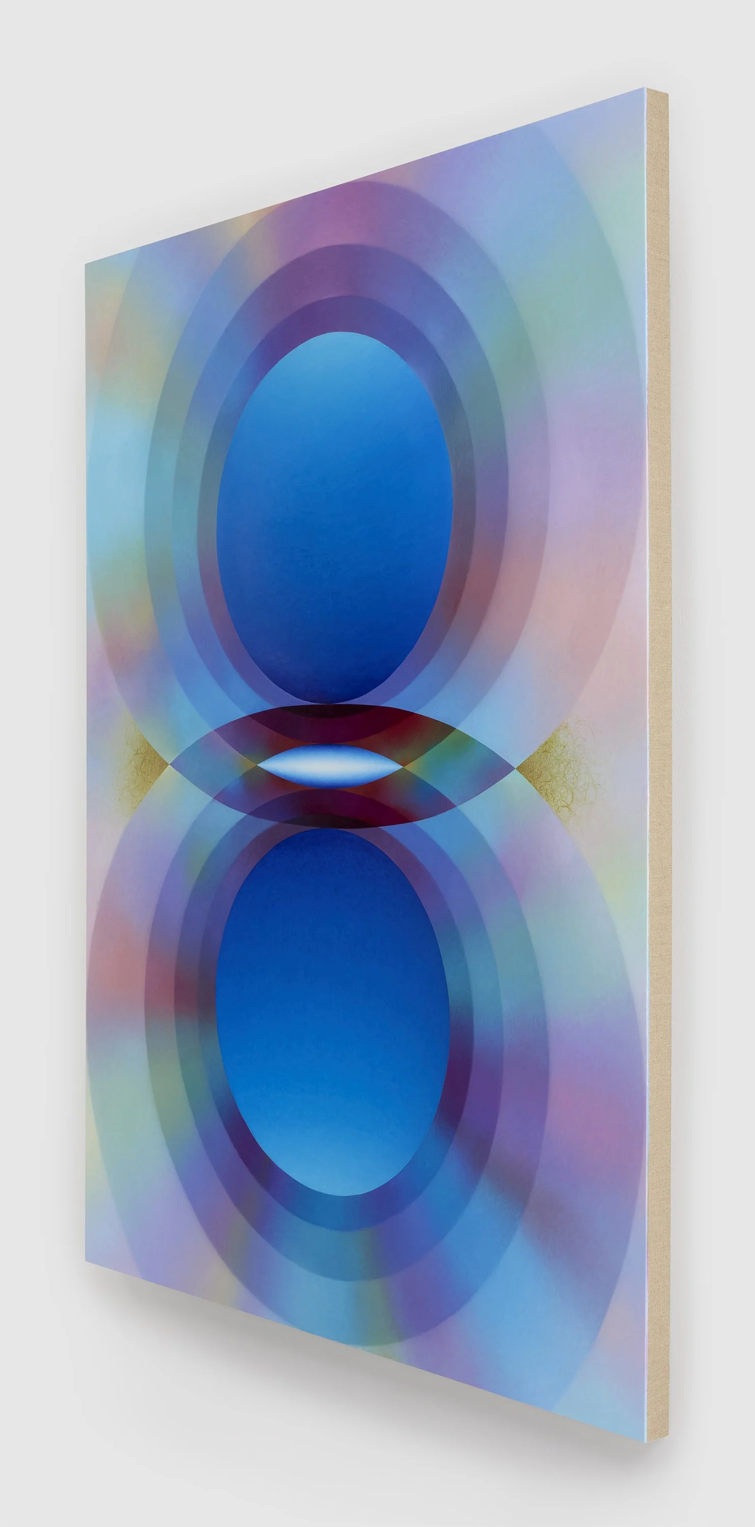    Overview effect in blue with small blue mandorla    oil, acrylic medium and high density foam on linen over panel  72" × 54" × 2.5"  