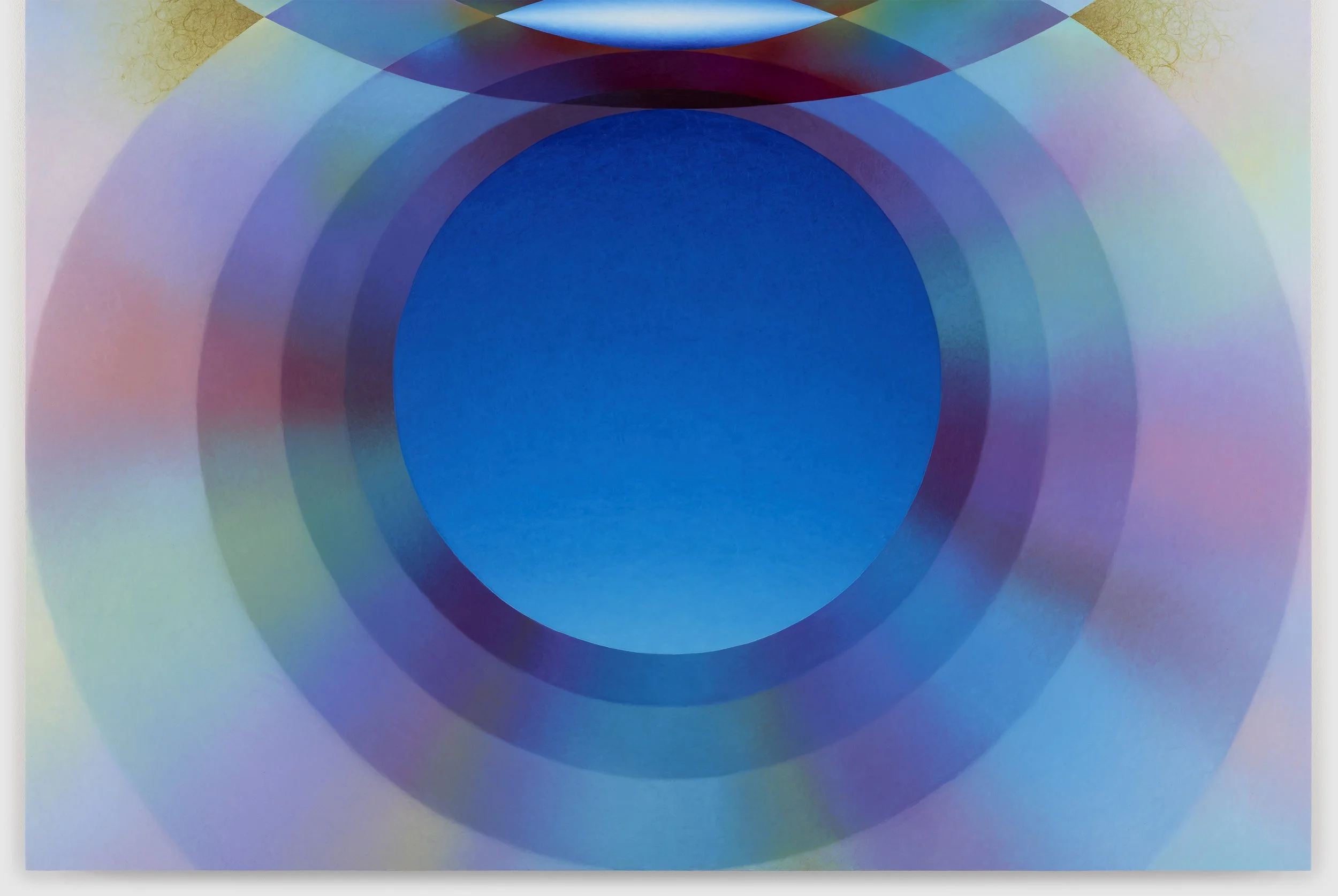    Overview effect in blue with small blue mandorla    oil, acrylic medium and high density foam on linen over panel  72" × 54" × 2.5"  