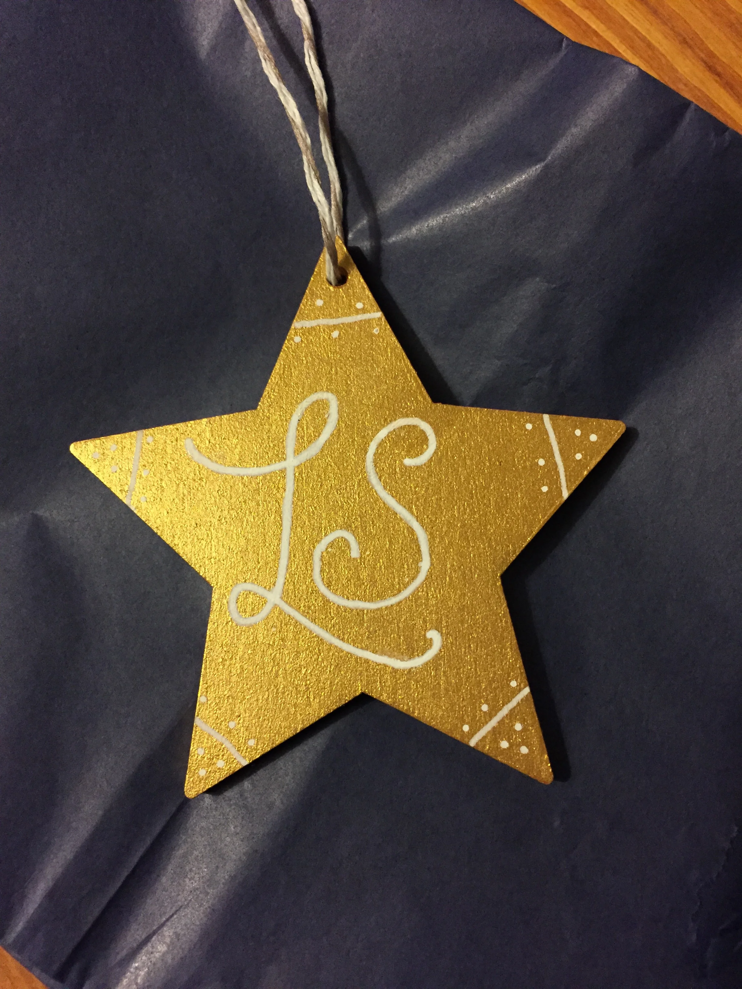 Personalised Christmas tree decoration.
