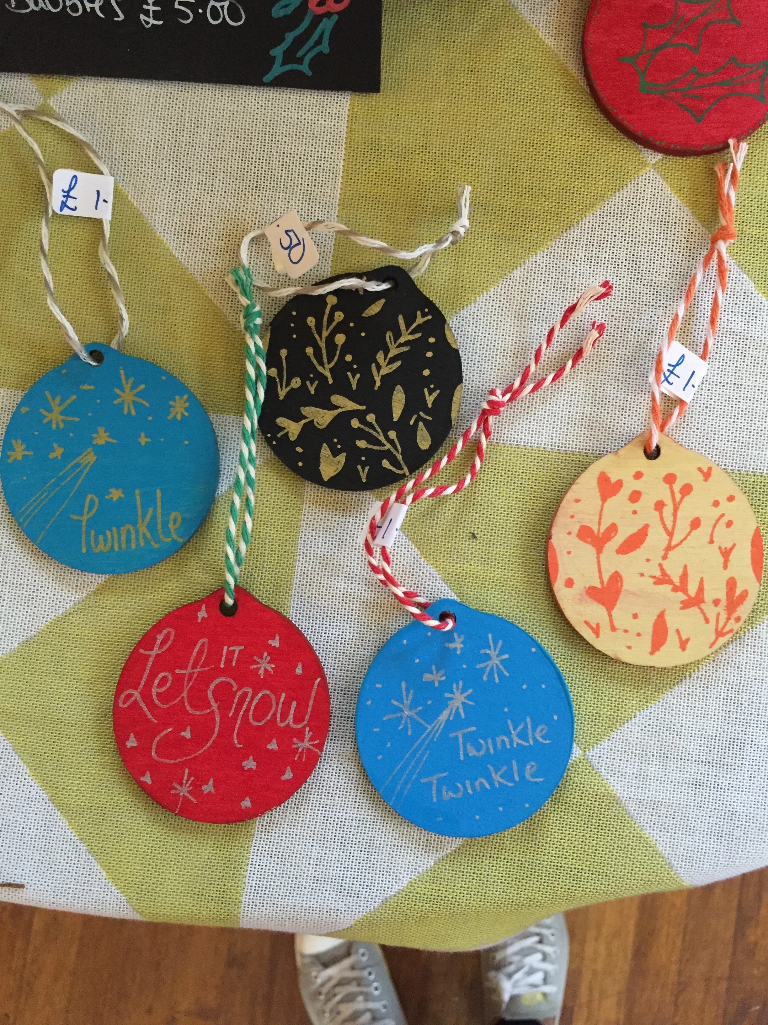 Hand painted christmas tree decorations