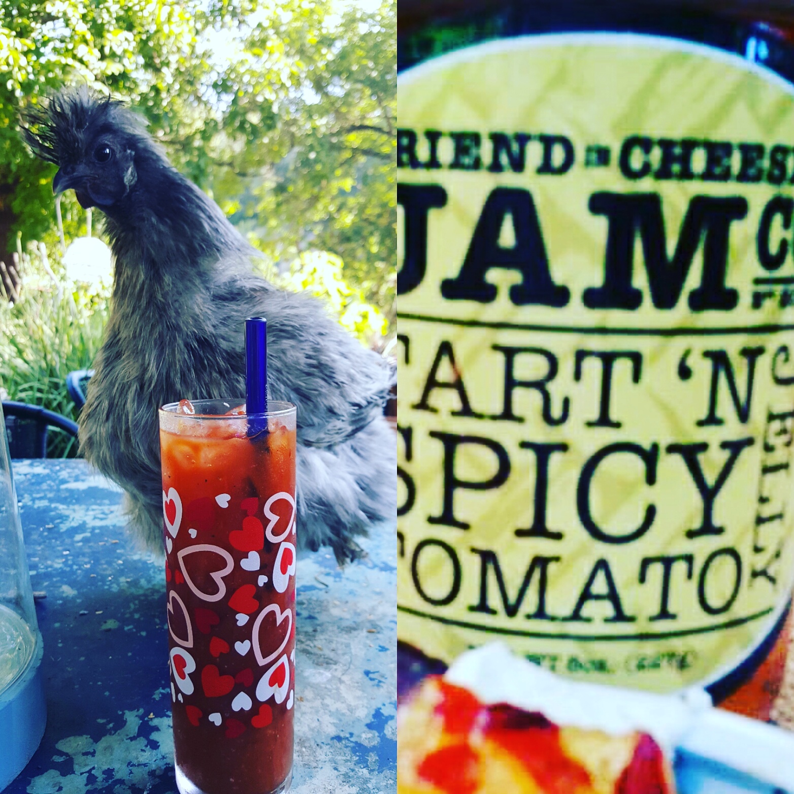 Everyone deserves a perfect Bloody Mary spiked or not this recipe should make any lazy Sunday a perfect one. Muddle 1T TART N SPICY TOMATO JELLY with 1t. Fresh horseradish juice half lemon ,1t. worcestershire sauce , 1t A1 sauce ,celery salt, pepper, hot sauce like Tapatio. Splash of pickled jalapeño juice .. 2 jigs of your favorite Vodka like Hangar 1 Ice and top with tomato juice Stir and enjoy