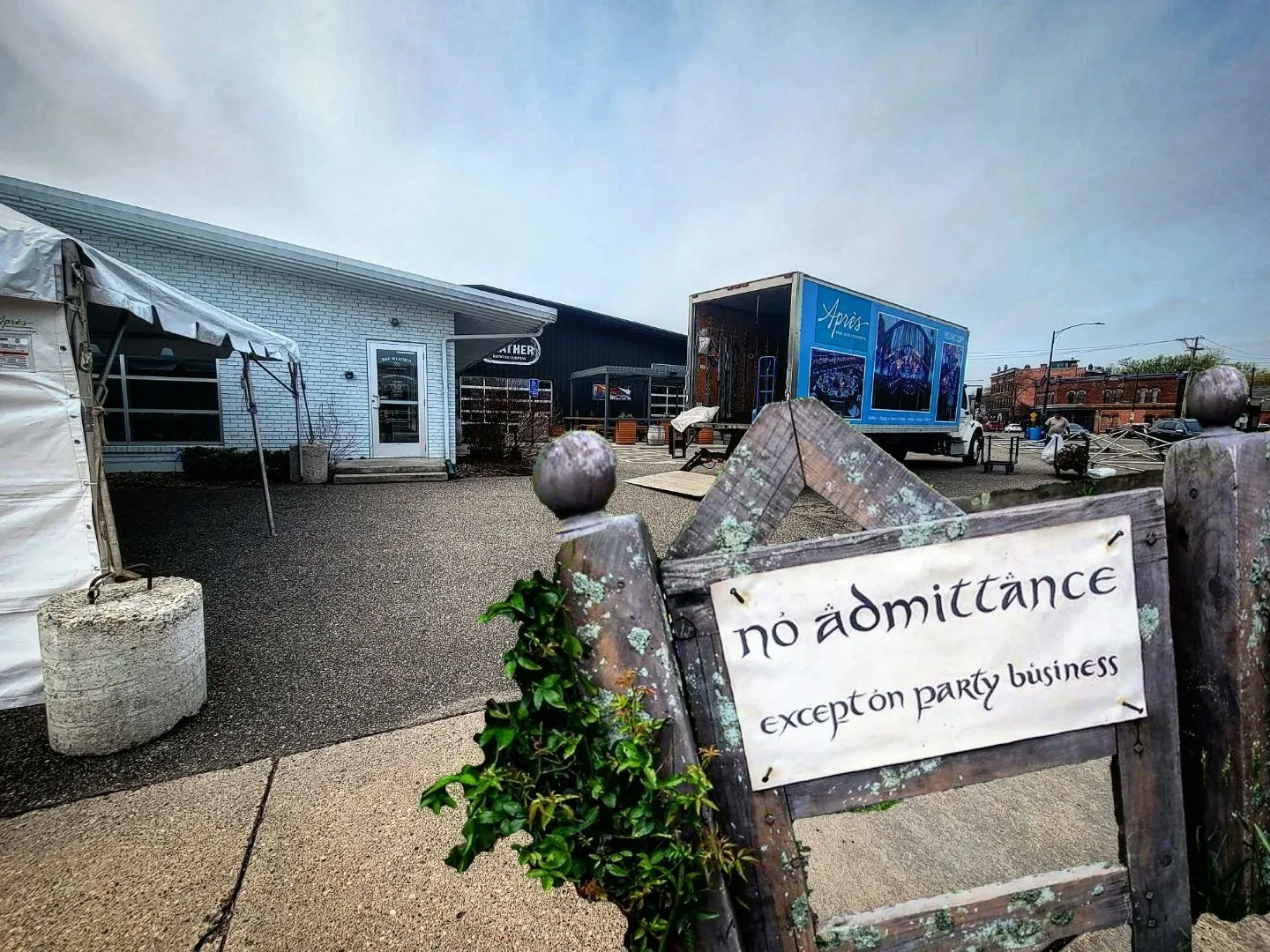 Front Parking Lot Blocked Off