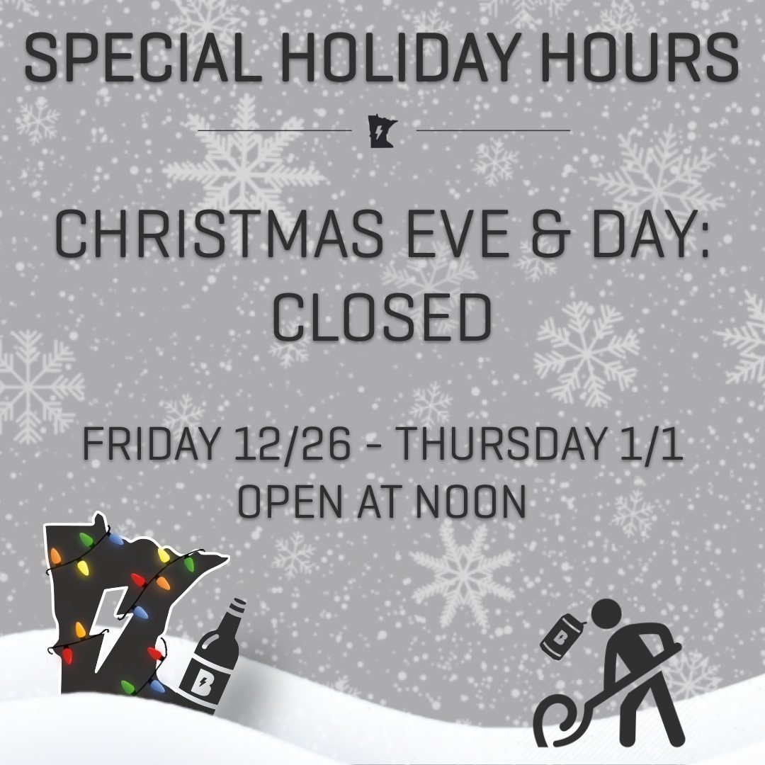Holiday Hours. We will be closed Wednesday and Thursday but open at noon on Friday. 

In fact starting Friday every day through January 1st we'll be open at Noon.