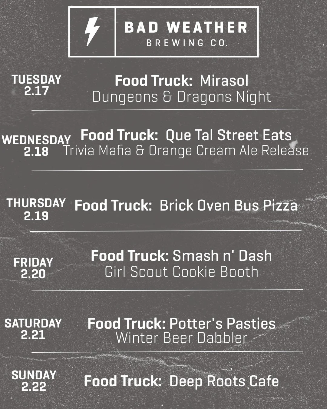 Schedule for the rest of the week.