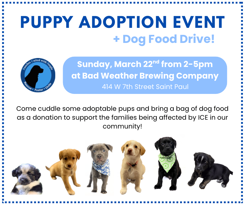 Puppy Adoption Event and Food Drive