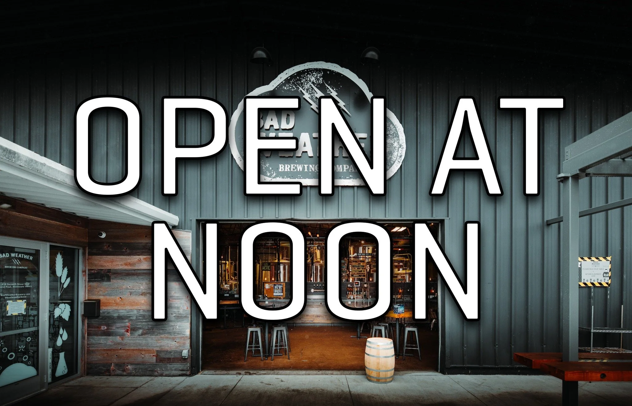 Doors open and beer starts flowing at NOON today!

For the rest of the summer the taproom will open at noon on Fridays.