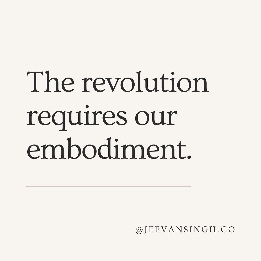 THE REVOLUTION REQUIRES ⋒ OUR EMBODIMENT⠀
The revolution requires our embodiment. Let&rsquo;s remember to tend to ourselves as we continue to show up for BLM and societal transformation. Deep, long term change requires our embodied commitment. ⠀
⠀
We