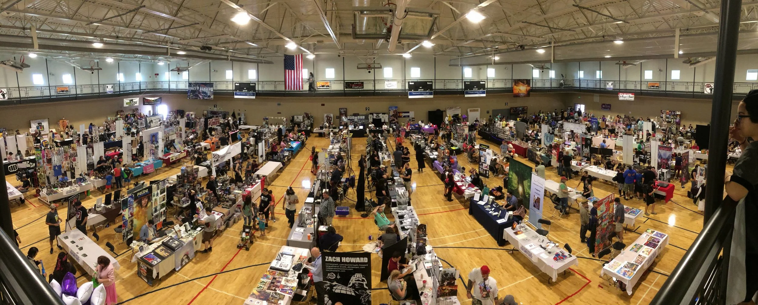 A view from above the convention floor at Fort Collins Comic Con 2017.