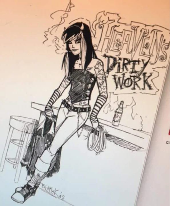 An early drawing of Mercy Sparx by Josh Blaylock.