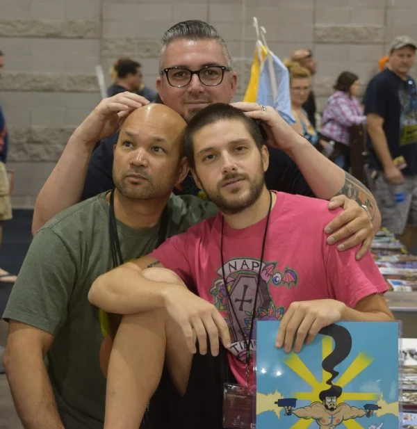 Dave Dwonch (left), Nick Marino (right), and Dan Mendoza (back) at Phoenix Comic Con 2016.