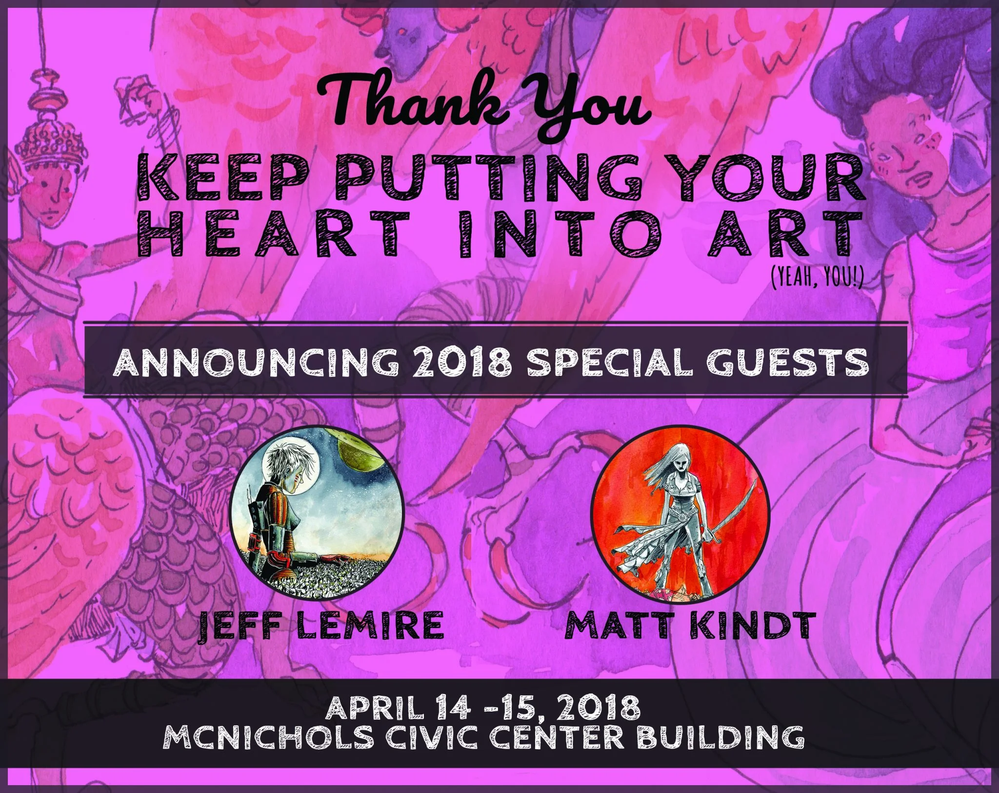 DINK 2018 guest announcement of Jeff Lemire & Matt Kindt.