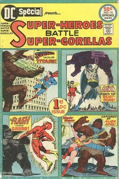 DC Special (1975) #16. Gorilla cover art featuring Ross Andru, Mike Esposito, Joe Giella, Carmine Infantino, George Klein, and Curt Swan.
