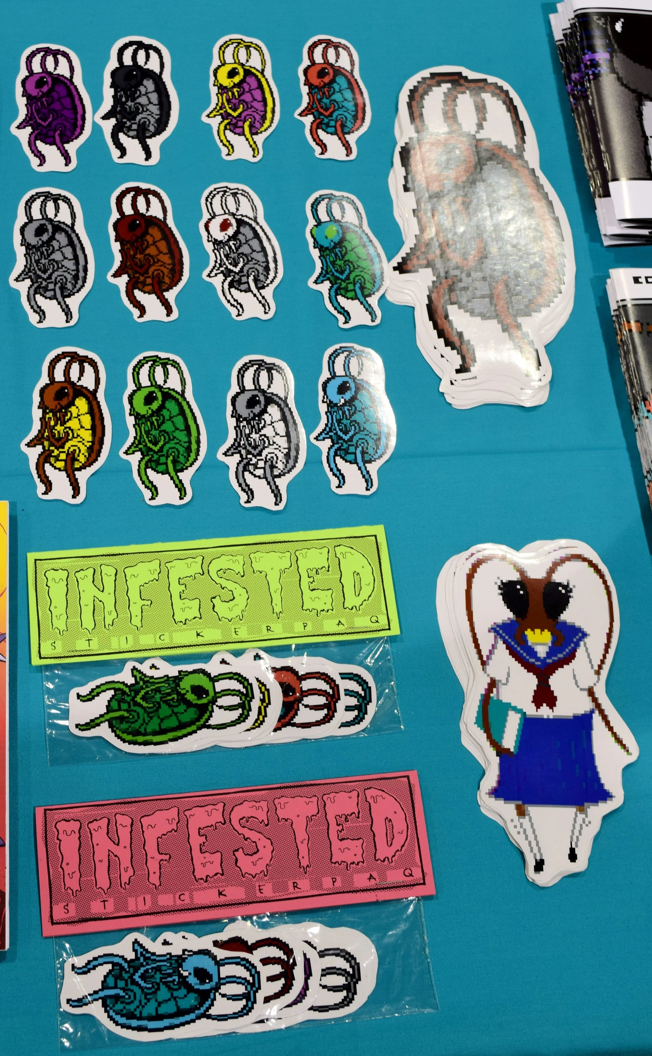 Cockroach stickers from Reset Survivor at Phoenix Comic Con 2017.