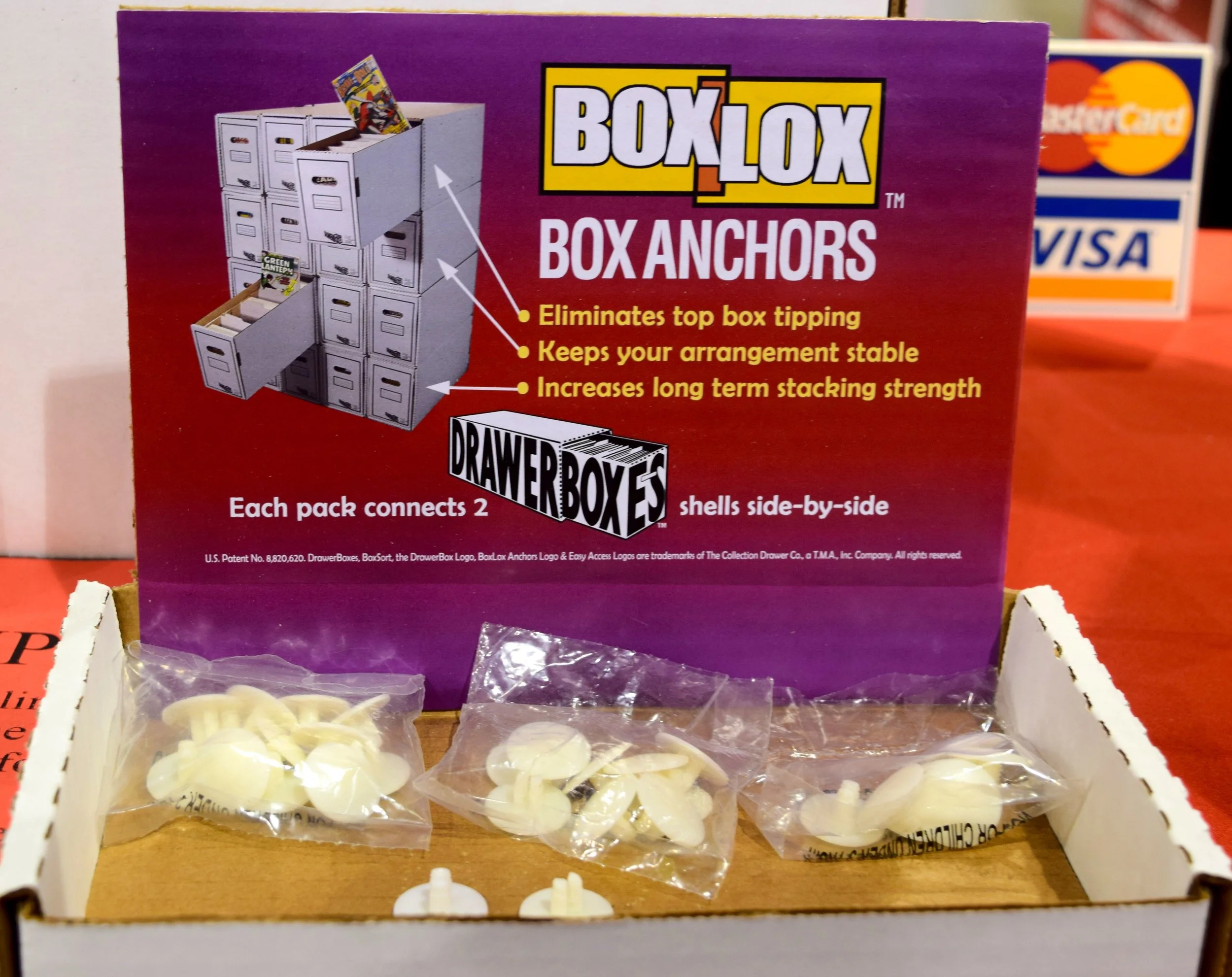 Box Lox box anchors for the DrawerBox Storage System.