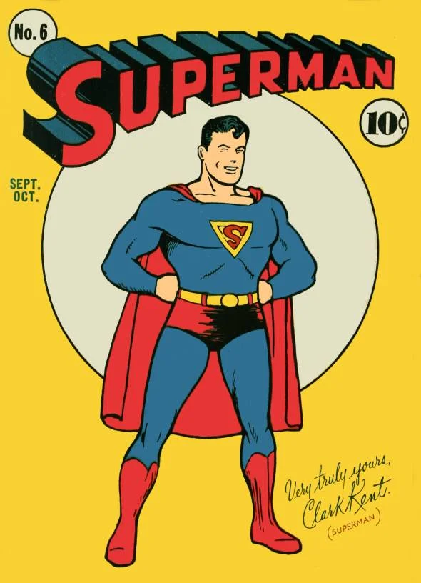 Superman #6 released in September 1940. Cover by Joe Shuster.