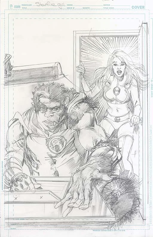 Starfire (2015) #9 original cover pencils by Neal Adams.