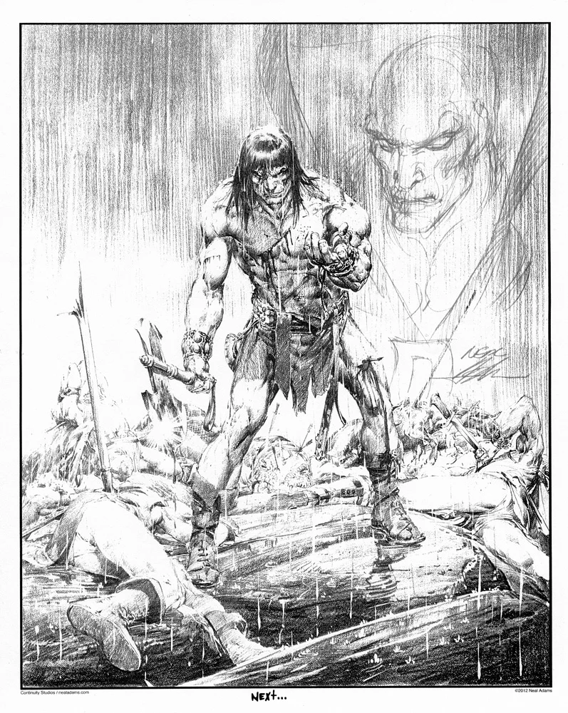 A Conan print with a Deadman Sketch on it by Neal Adams.