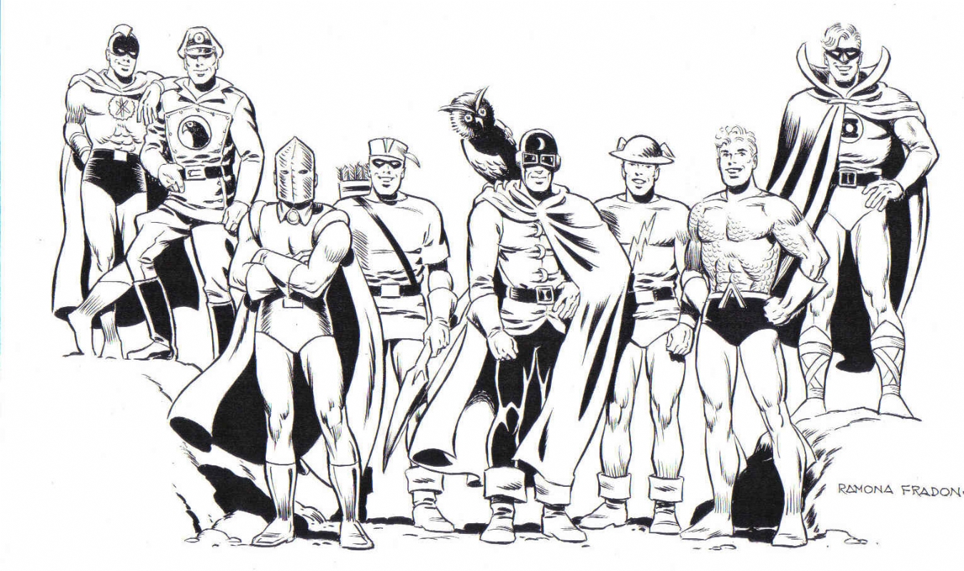 The Justice Society of America by Ramona Fradon.