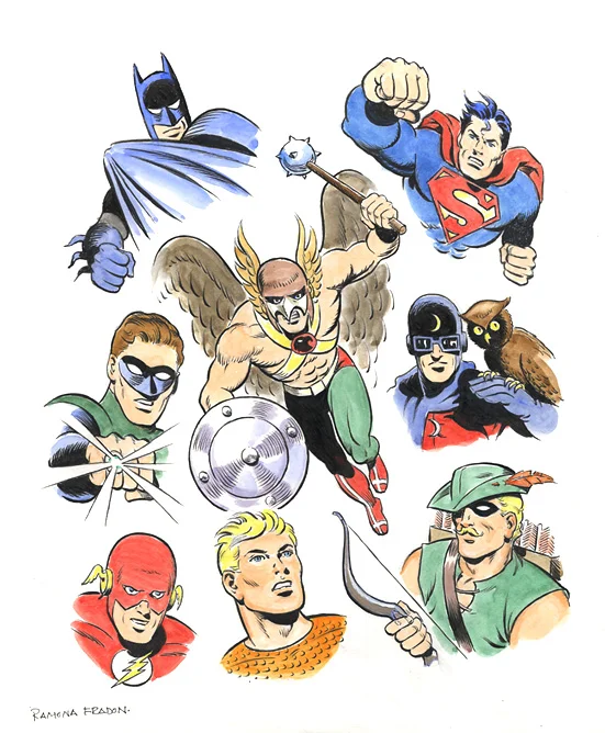 Hawkman group commission by Ramona Fradon.
