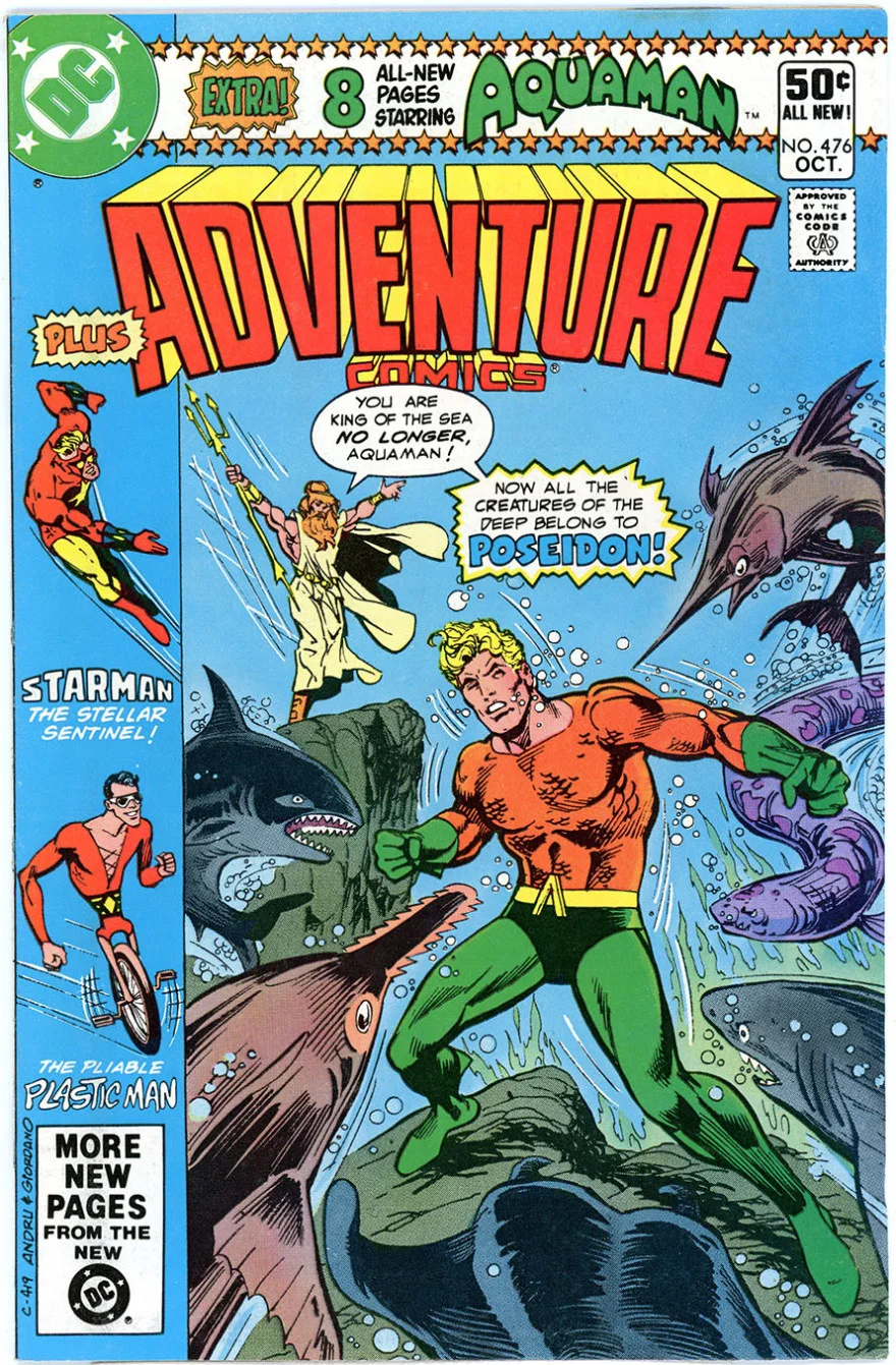 Adventure Comics #476, cover by Ross Andru & Dick Giordano.