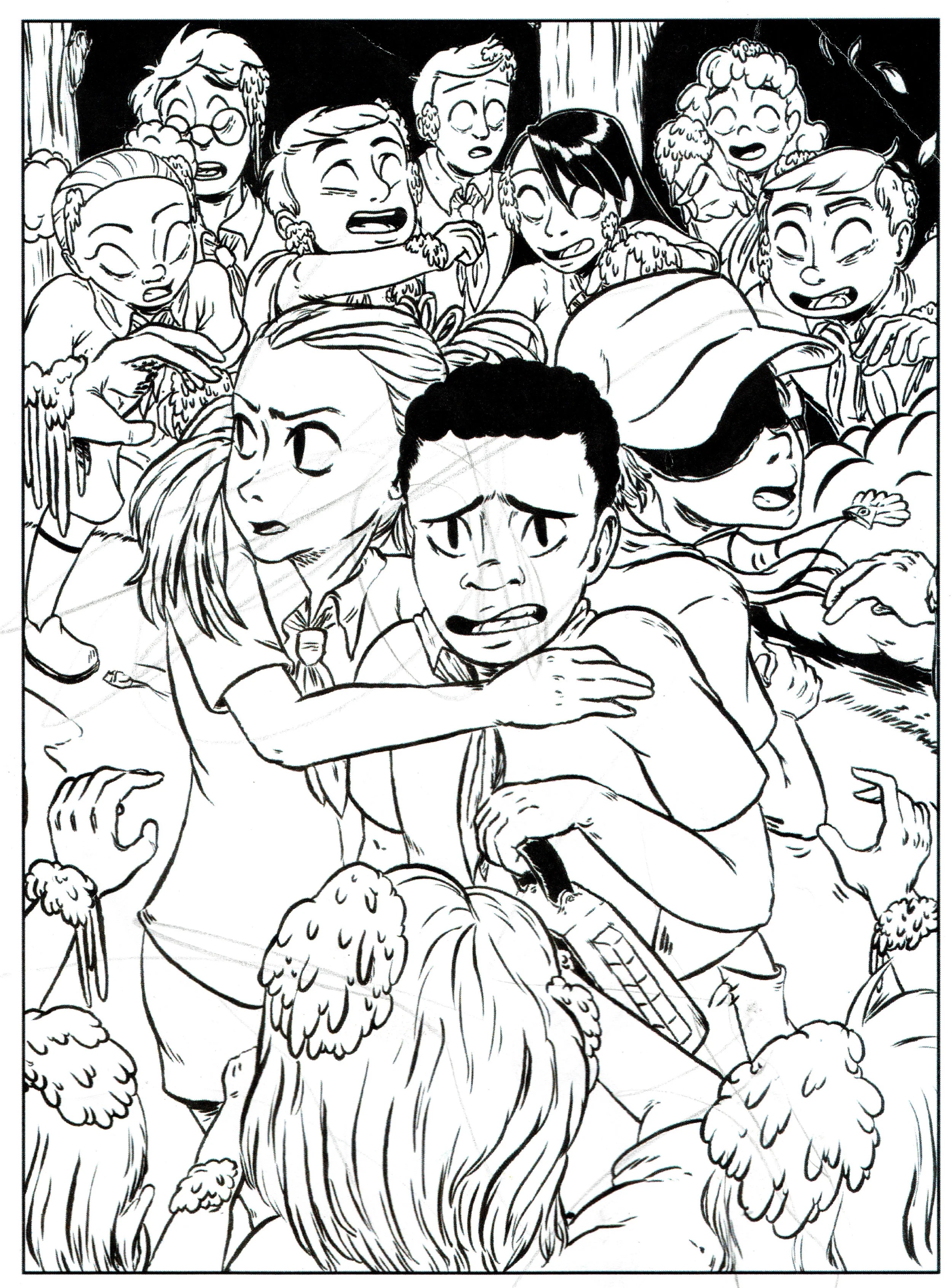 A coloring sheet featuring the cover to the next issue of Campfire Stories of Lake KikiPapi - art by Craig "Pepper" DeLuca . 