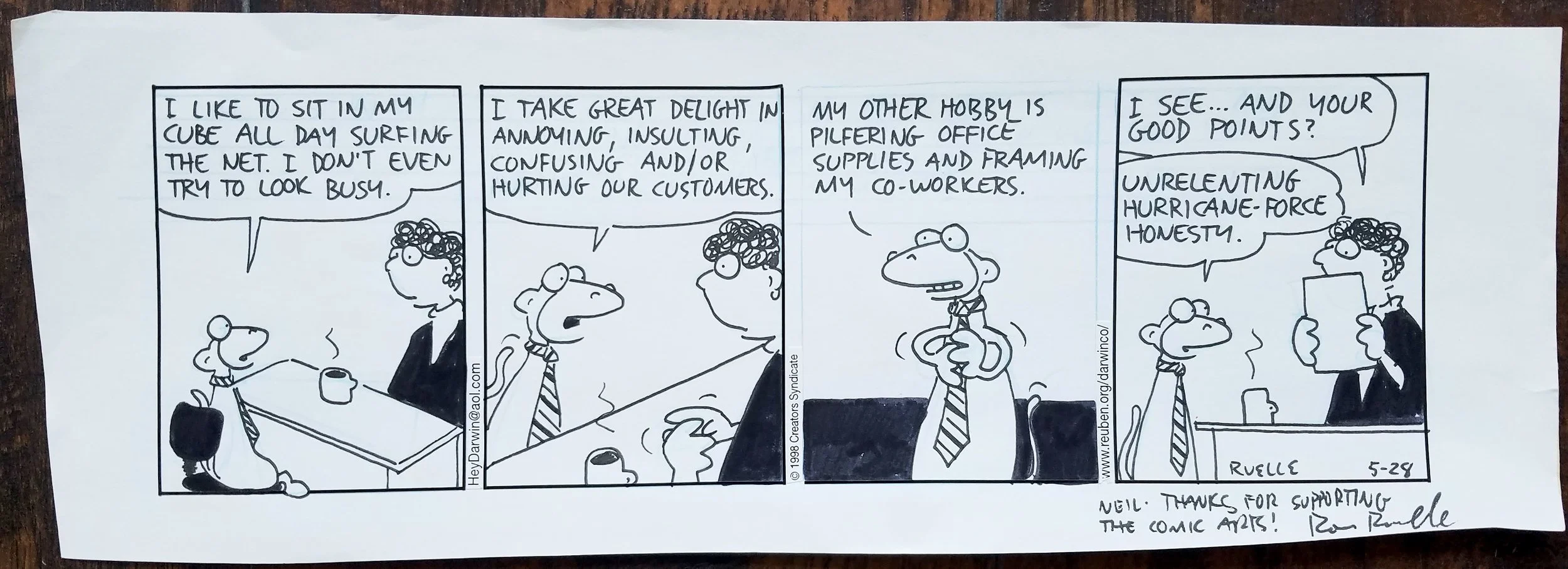 An original At The Zü comic strip from Ron Ruelle .