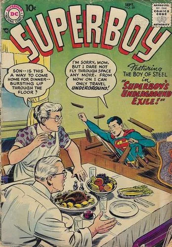 Superboy (1949) #59, cover by Al Plastino.