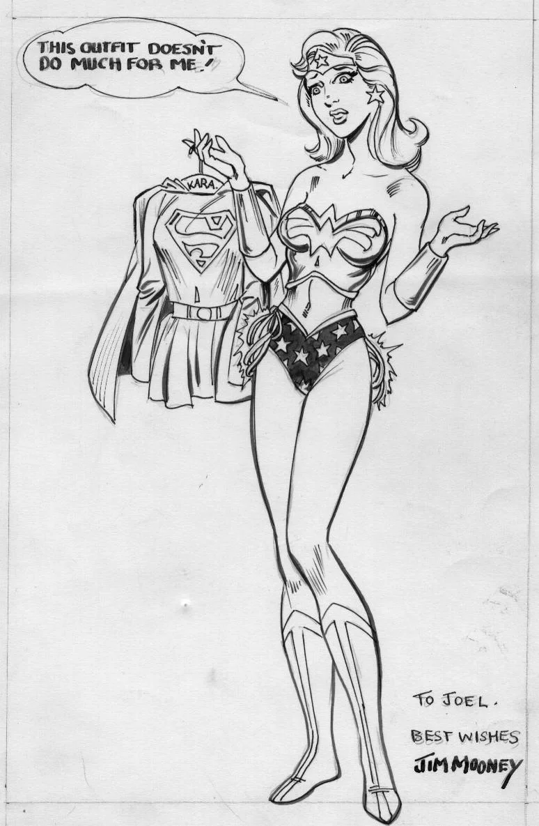 Supergirl in Wonder Woman's outfit. A commission done by Jim Mooney.