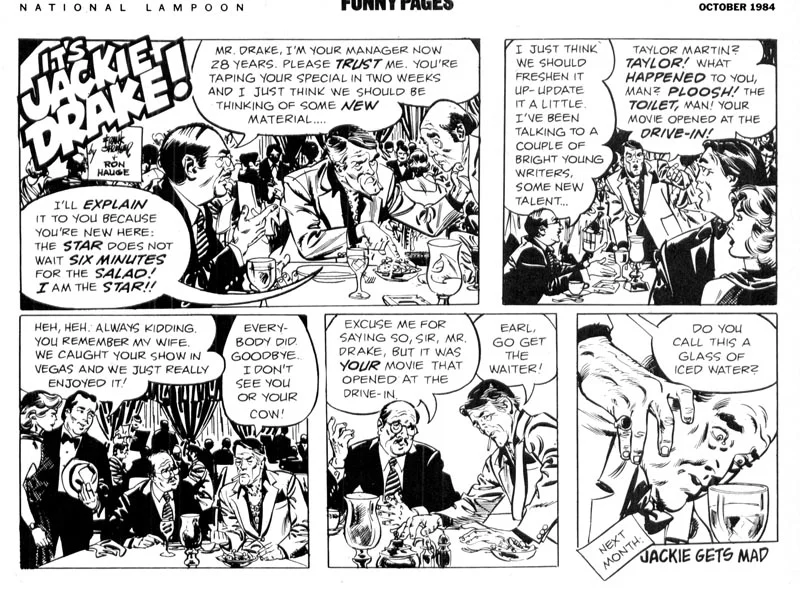 It's Jackie Drake! from the National Lampoon (Oct. 1984) - by Frank Springer & Ron Hauge.