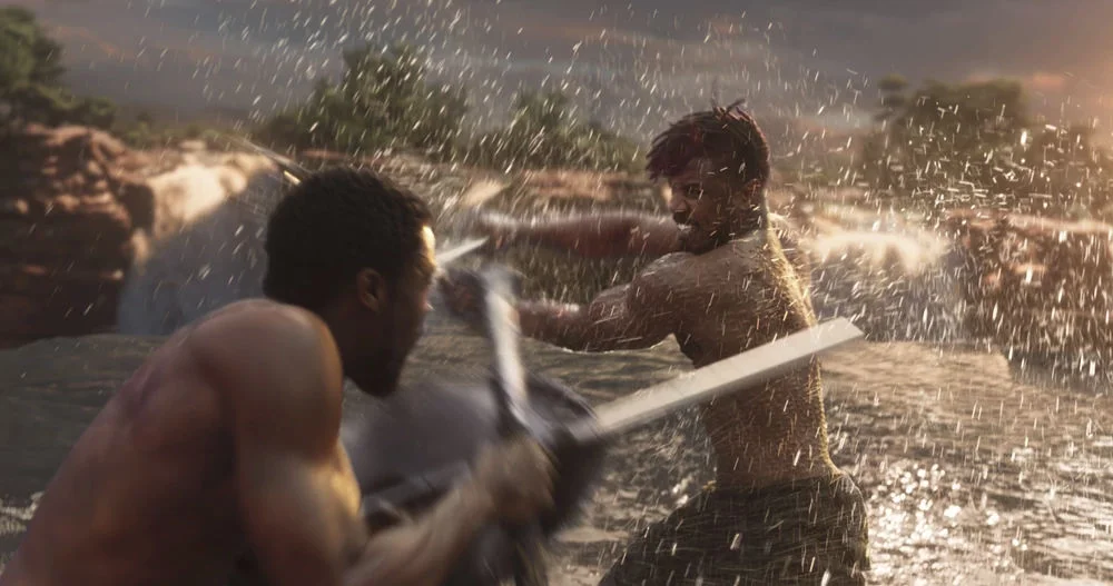 T'Challa battles Erik Killmonger.