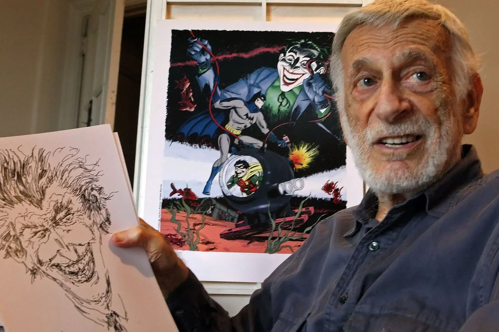 Jerry Robinson with a Joker sketch in 2010.