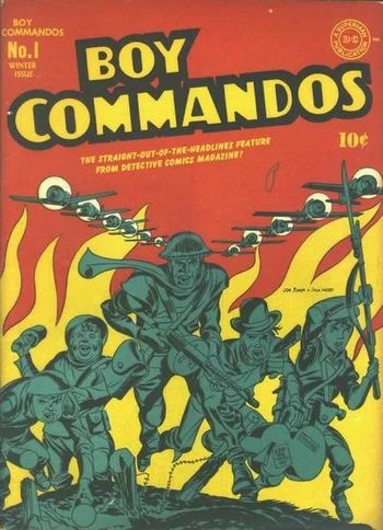 Boy Commandos (1942) #1, cover penciled by Jack Kirby & inked by Joe Simon.