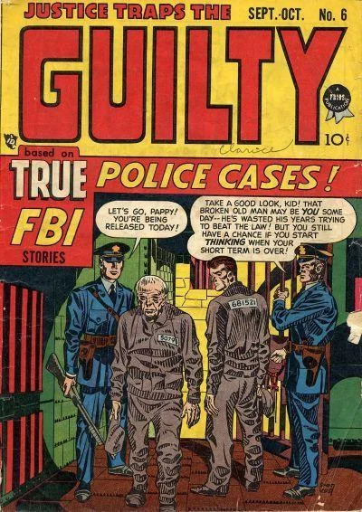 Justice Traps the Guilty (1947) #6, cover penciled by Jack Kirby & inked by Joe Simon.