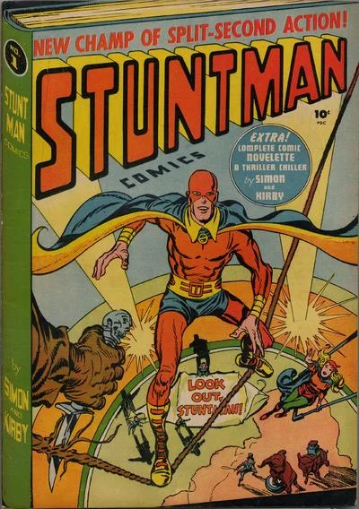 Stuntman Comics (1946) #1, cover penciled by Jack Kirby & inked by Joe Simon.