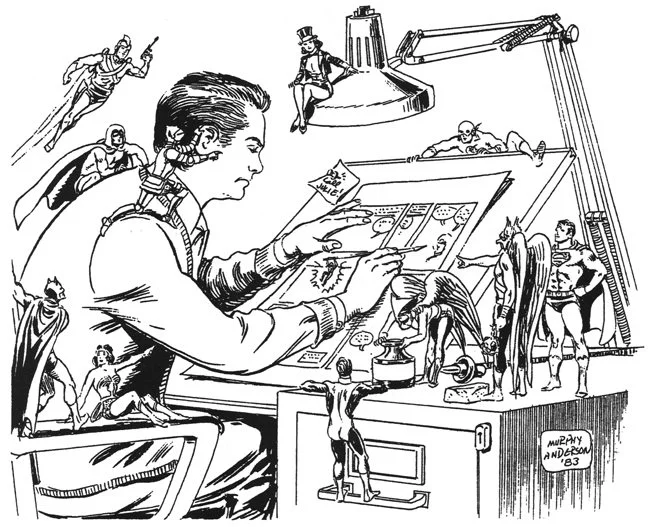 A self-portrait drawn by Murphy Anderson in 1983.