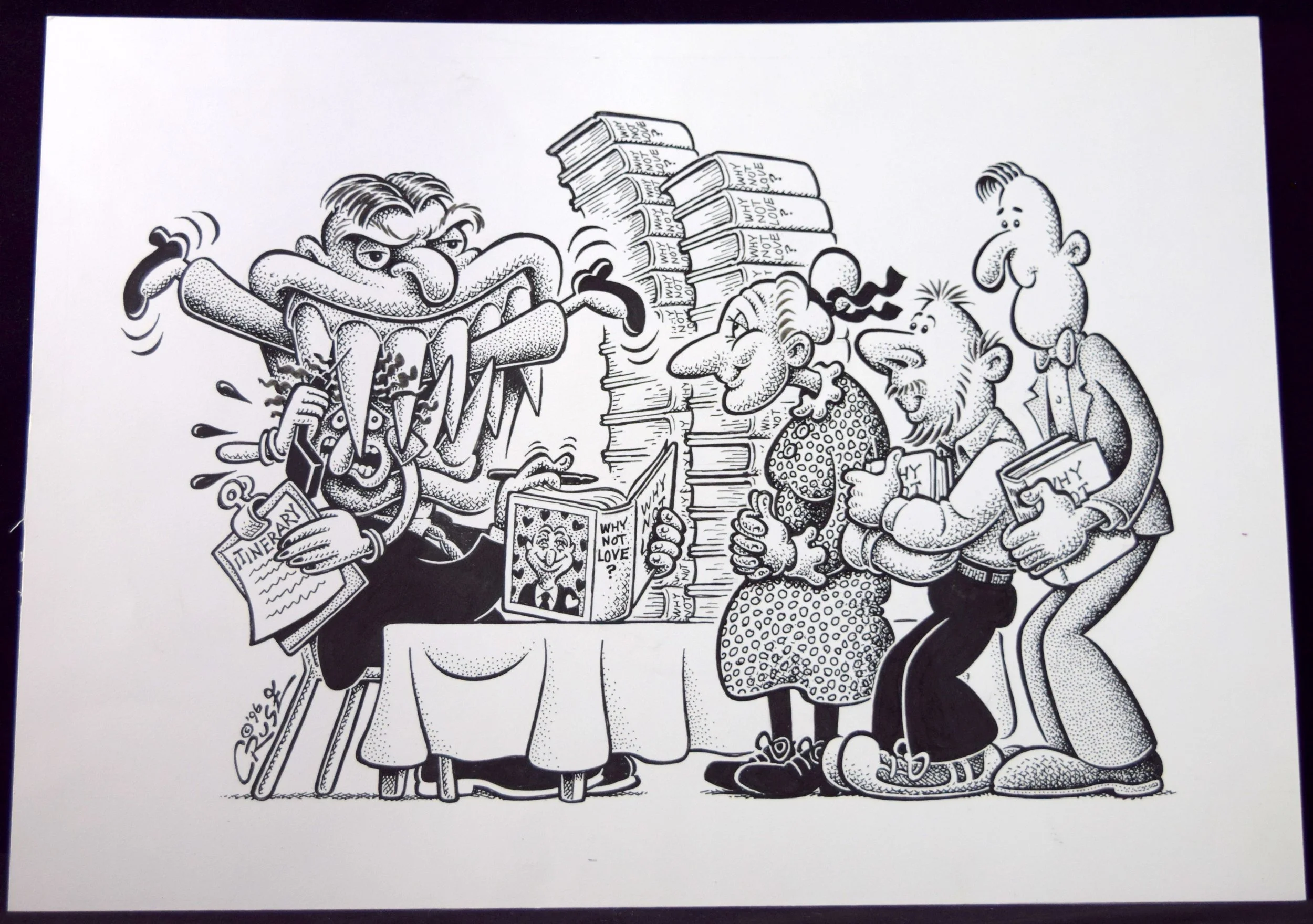 "Bad Temper on the Book Tour", original art from Howard Cruse.
