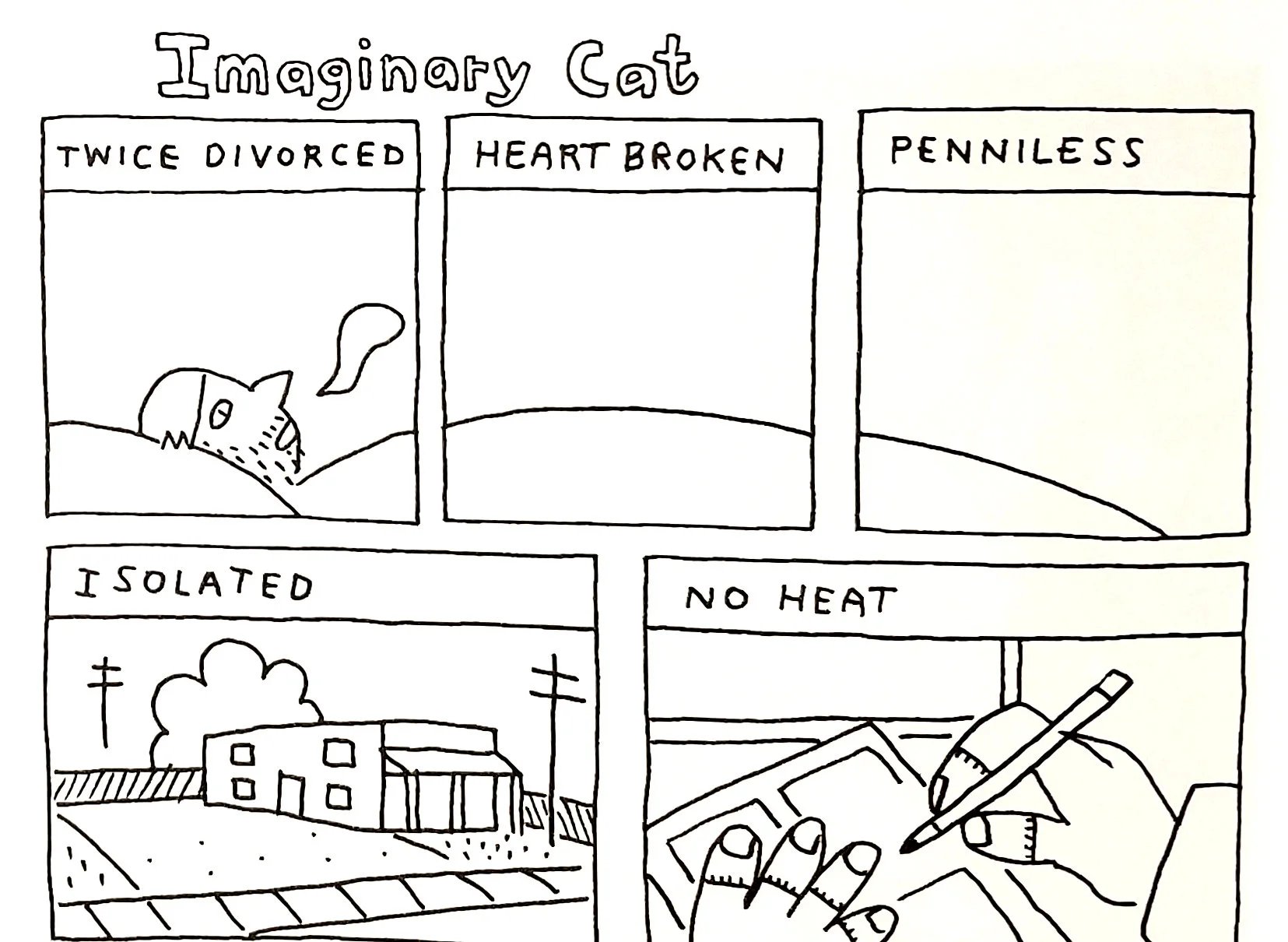 A few panels from Imaginary Cat , written & drawn by John Porcellino.