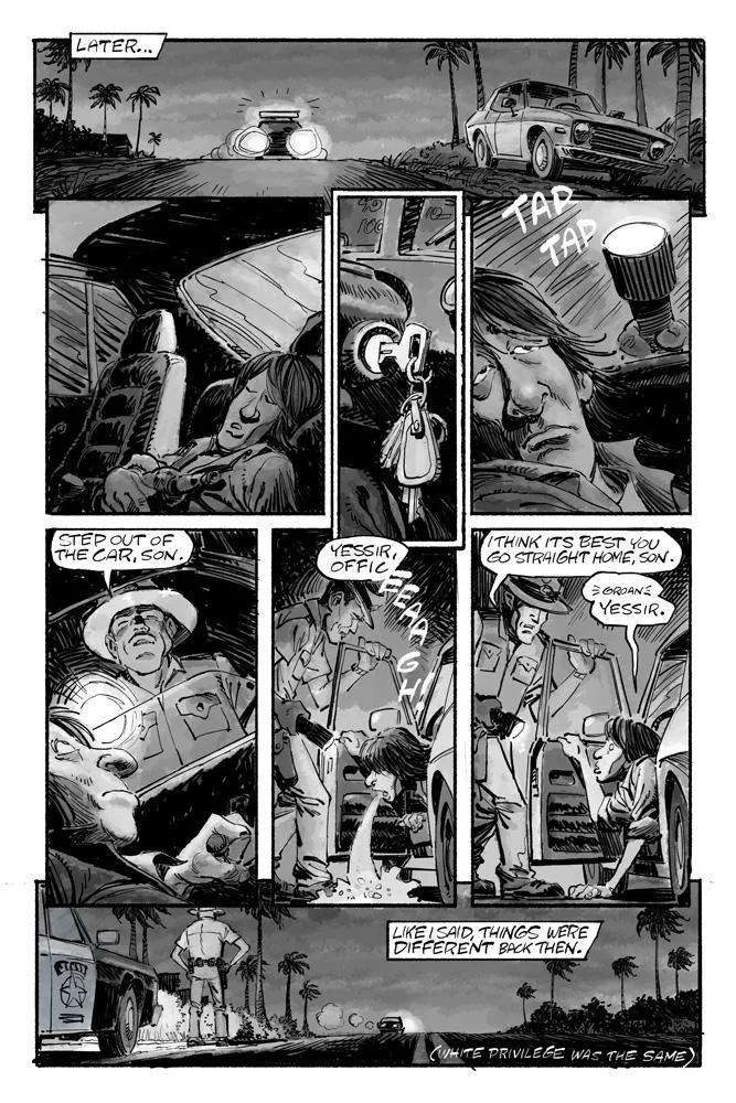 Whiskey-A-No-Go pg2, drawn by Gideon Kendall.